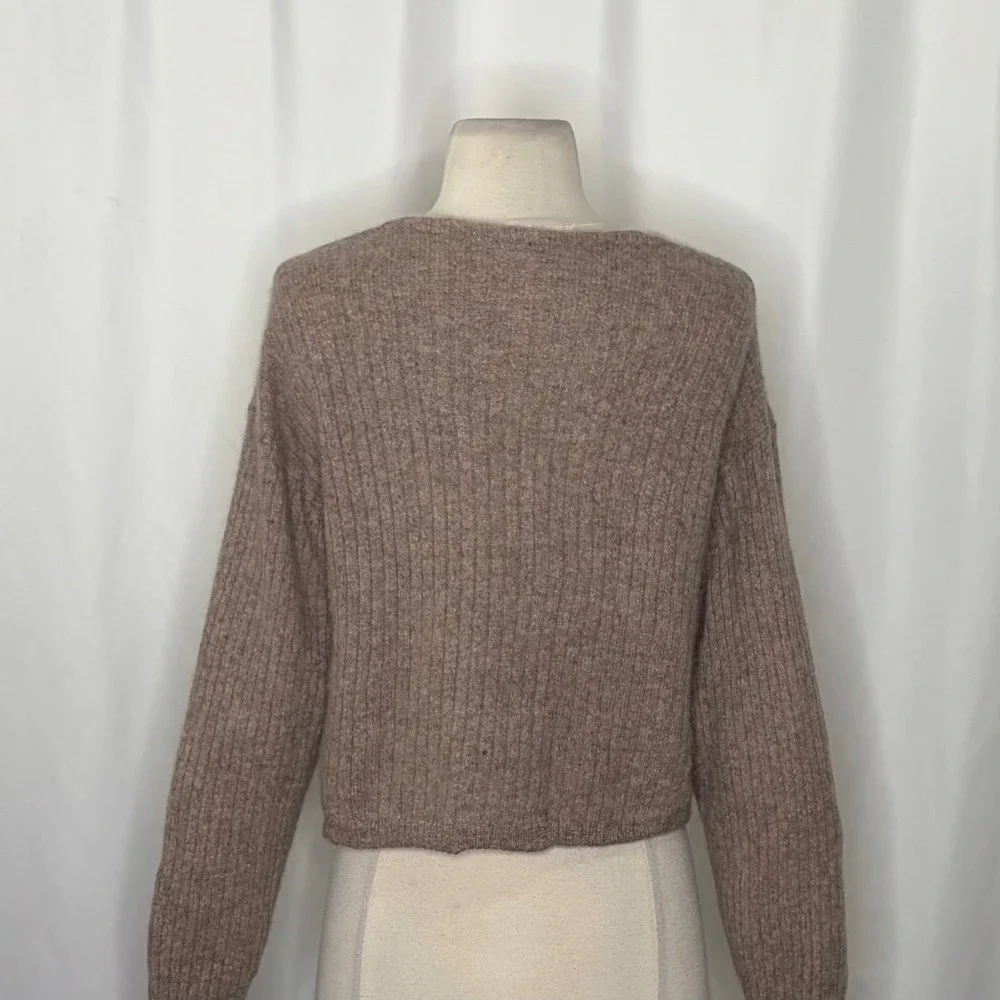 FREE PEOPLE Elias Cashmere Sweater Cropped Pullover Taupe Knitwear X-Small‎